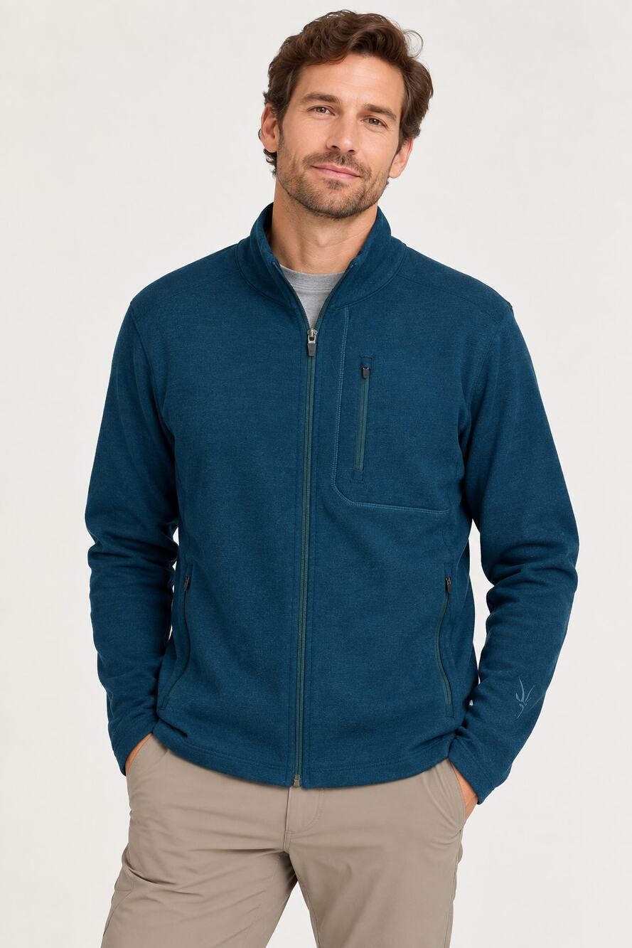 Ibex Merino Wool Full Zip Shak Jacket Kingfisher Blue Mens Size Medium NWT